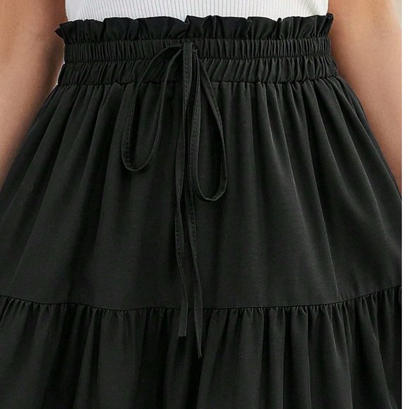 Black Boho Tiered Ruched Skirt - Picture 6 of 11